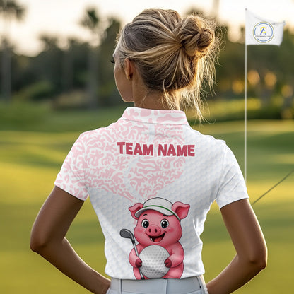 Personalized Pig Women Golf Shirt, Funny Golf Team Polo, Custom Name & Team Name NHT1612