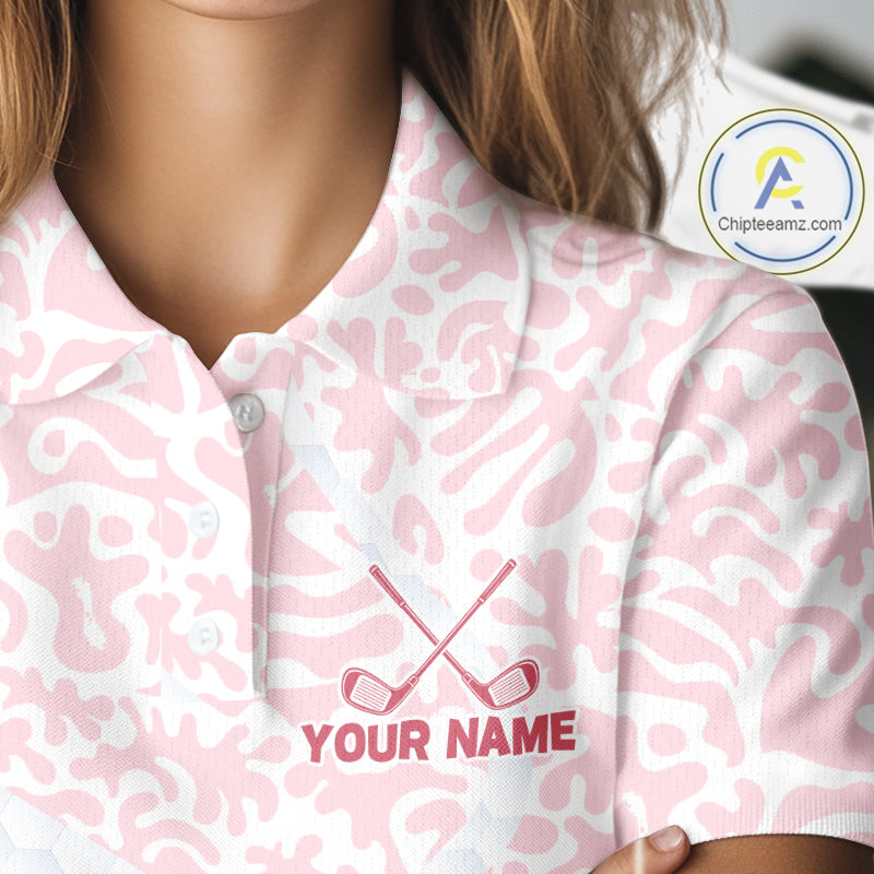 Personalized Pig Women Golf Shirt, Funny Golf Team Polo, Custom Name & Team Name NHT1612