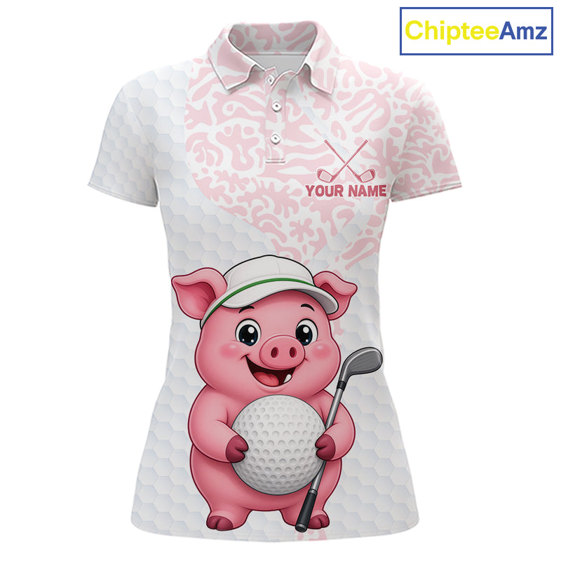 Personalized Pig Women Golf Shirt, Funny Golf Team Polo, Custom Name & Team Name NHT1612