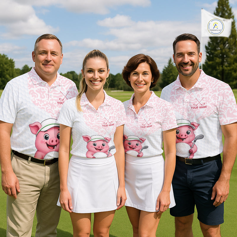 Personalized Pig Women Golf Shirt, Funny Golf Team Polo, Custom Name & Team Name NHT1612