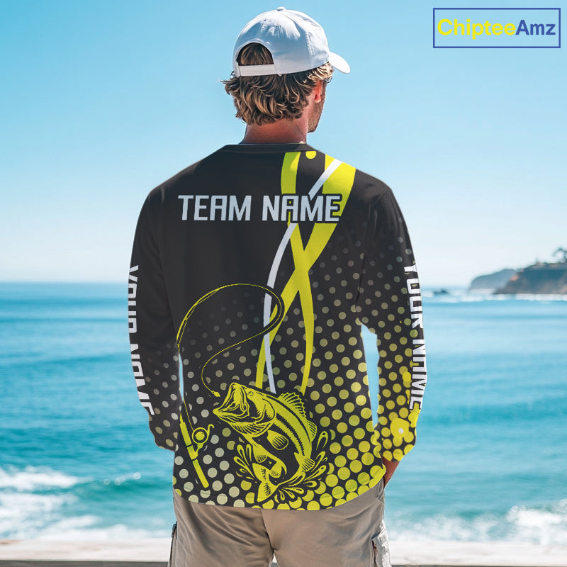 Personalized Bass Fishing Jersey,Bass Fishing Long Sleeve Fishing Tournament Shirts NHT380