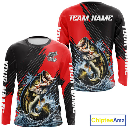 Largemouth Bass Fishing Long Sleeve Tournament Shirts, Personalized Bass Fishing Jerseys NHT431