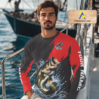 Largemouth Bass Fishing Long Sleeve Tournament Shirts, Personalized Bass Fishing Jerseys NHT431