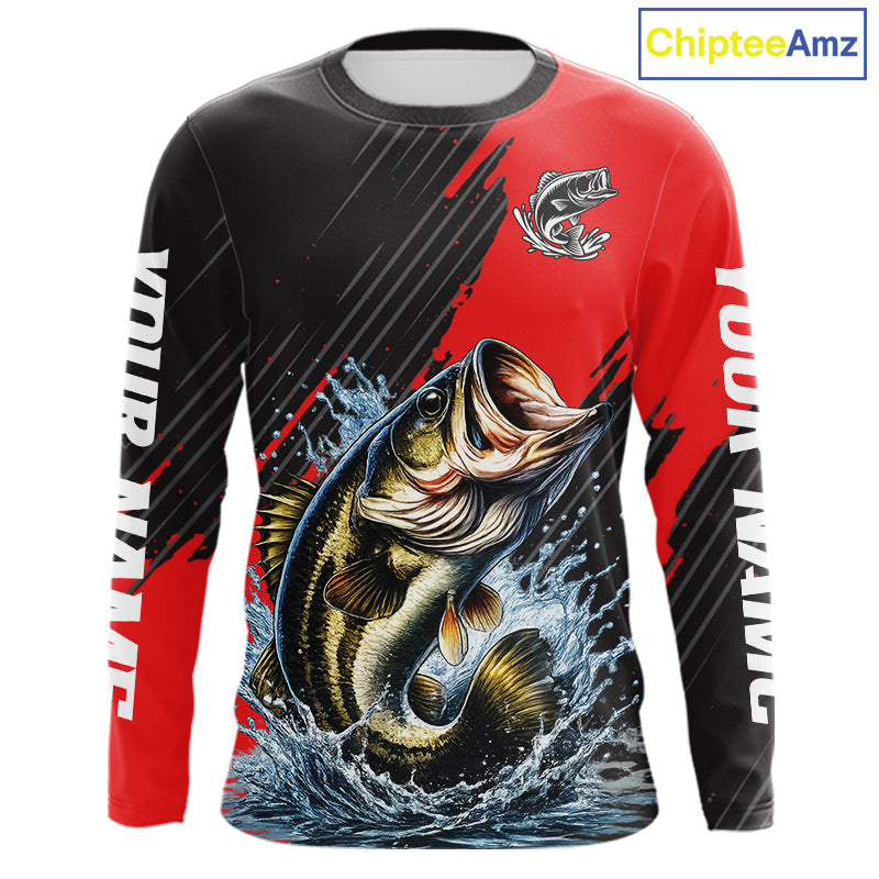 Largemouth Bass Fishing Long Sleeve Tournament Shirts, Personalized Bass Fishing Jerseys NHT431