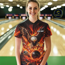 Load image into Gallery viewer, Person wearing a bowling shirt with an eagle design in a bowling alley