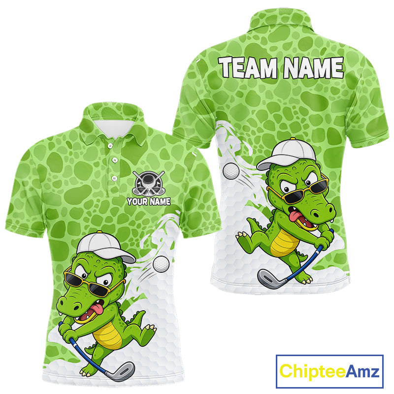 Personalized Funny Alligator Men Golf Polo Shirt, Custom Name & Team All Over Print Golf Shirt NHT1614