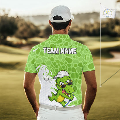 Personalized Funny Alligator Men Golf Polo Shirt, Custom Name & Team All Over Print Golf Shirt NHT1614