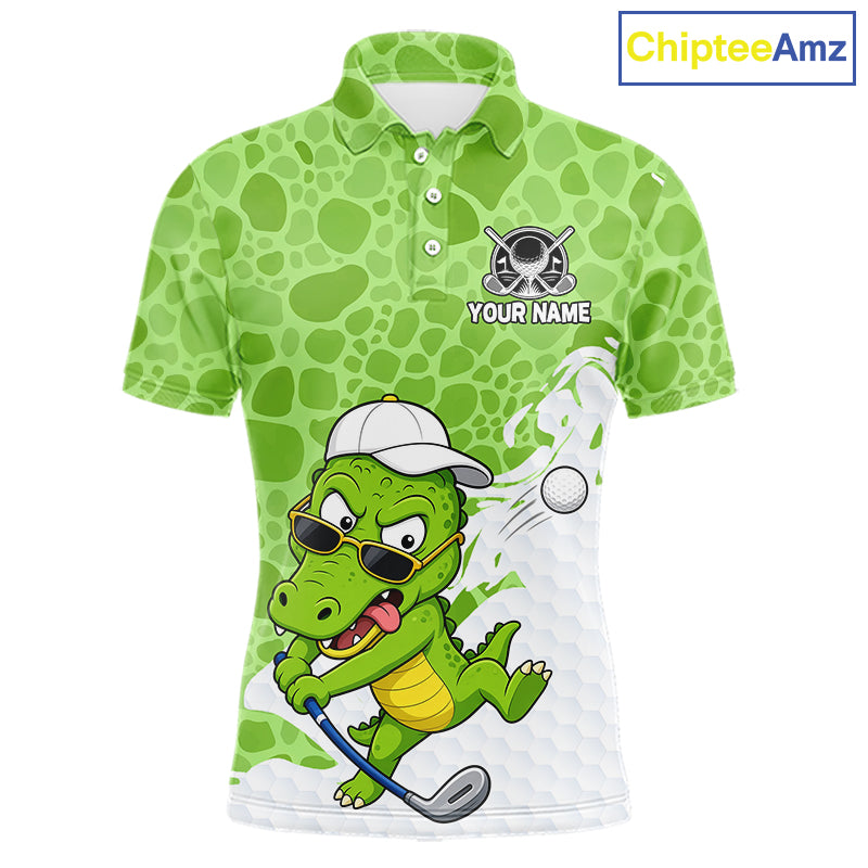 Personalized Funny Alligator Men Golf Polo Shirt, Custom Name & Team All Over Print Golf Shirt NHT1614