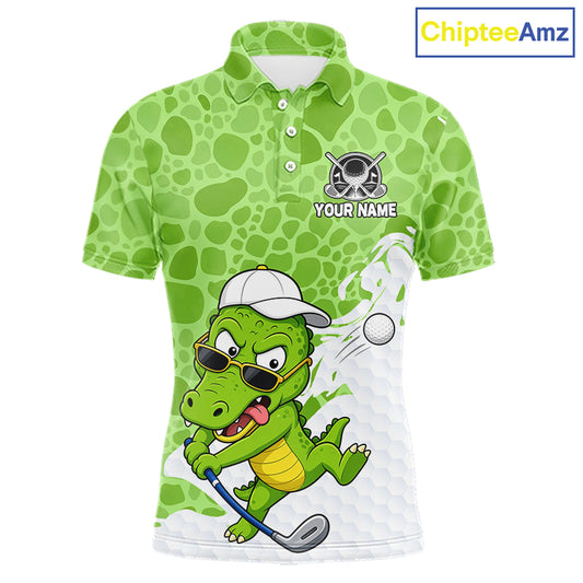 Personalized Funny Alligator Men Golf Polo Shirt, Custom Name & Team All Over Print Golf Shirt NHT1614