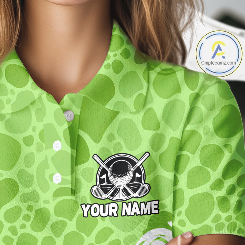 Personalized Funny Alligator Women Golf Polo Shirt, Custom Name & Team All Over Print Golf Shirt NHT1614