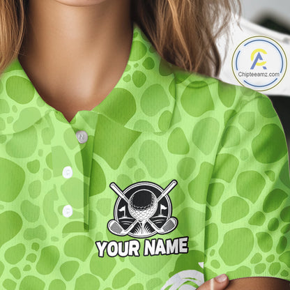 Personalized Funny Alligator Women Golf Polo Shirt, Custom Name & Team All Over Print Golf Shirt NHT1614