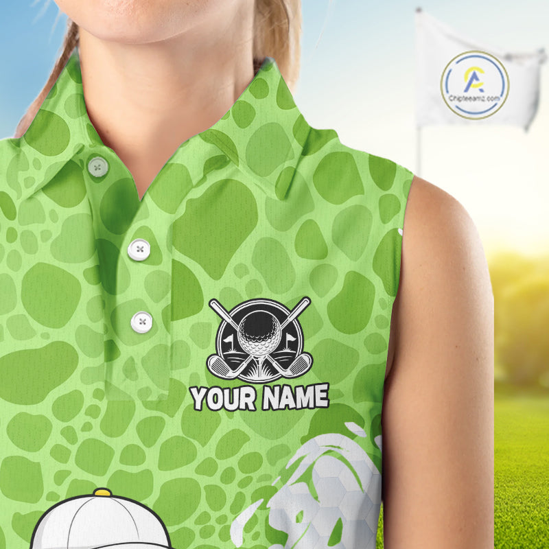 Personalized Funny Alligator Women Sleeveless Golf Polo Shirt, Custom Name & Team All Over Print Golf Shirt NHT1614