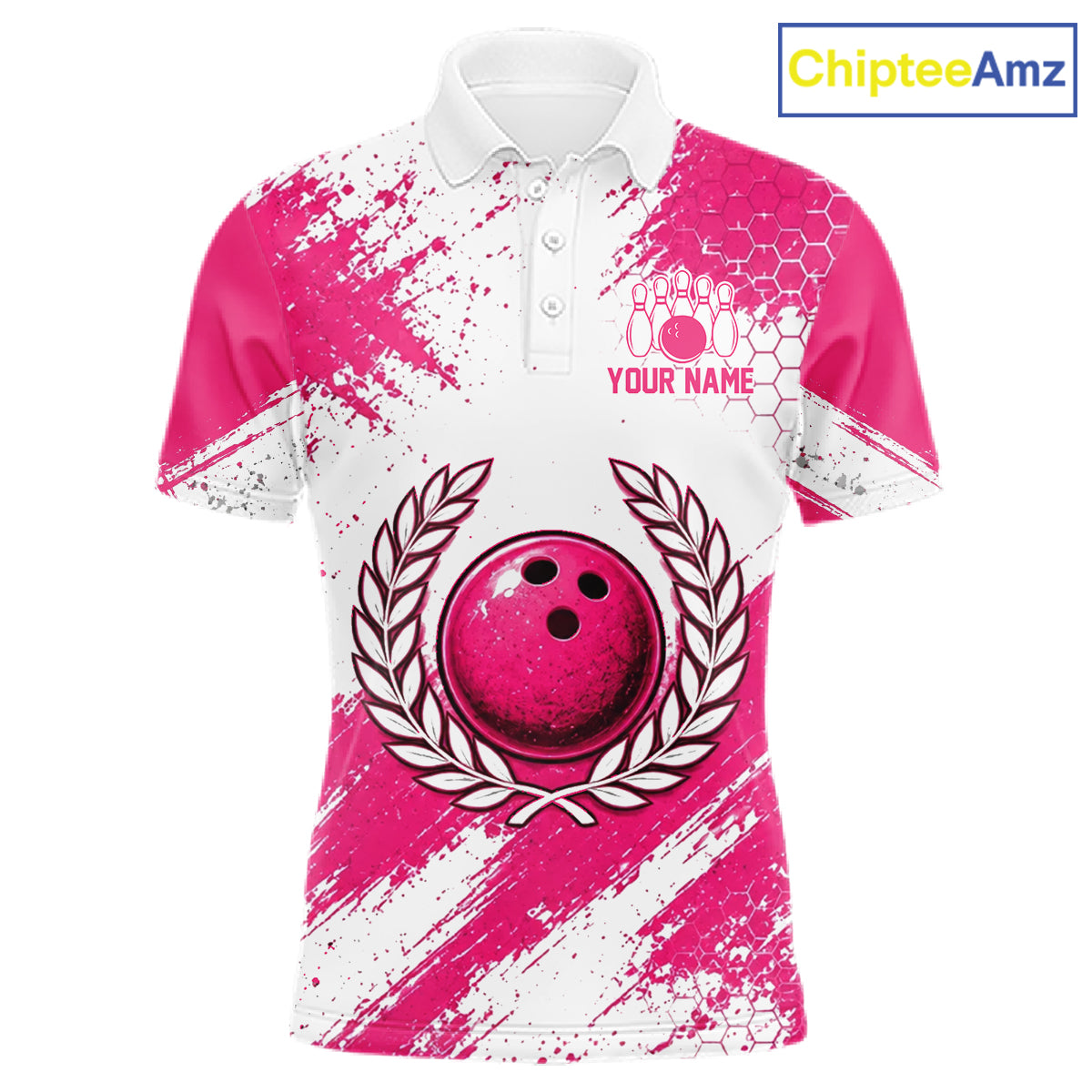 Custom Men Bowling Polo Shirt, Pink Breast Cancer Awareness Bowling Shirt, Personalized Team Jersey NHT1622