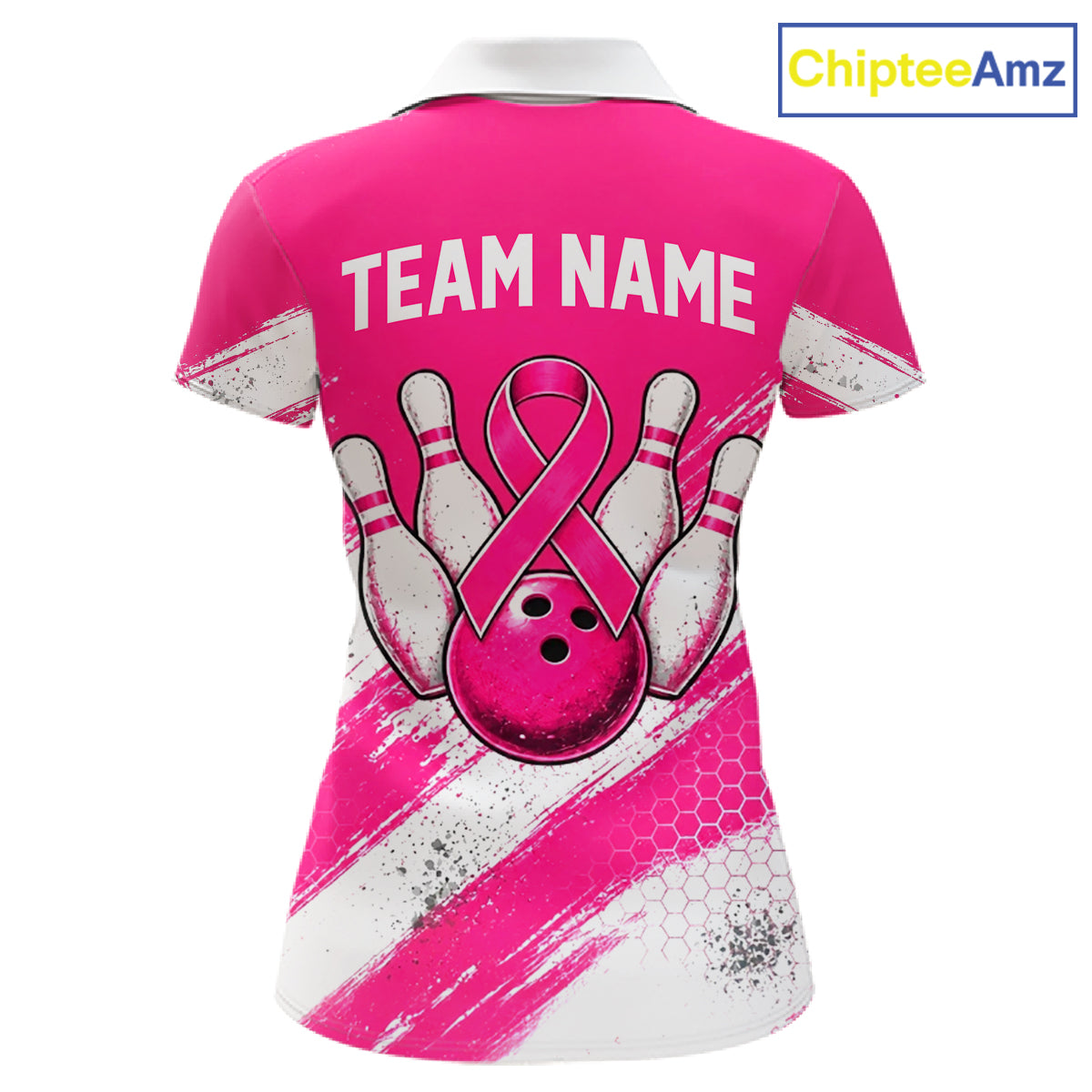 Custom Women Bowling Polo Shirt, Pink Breast Cancer Awareness Bowling Shirt, Personalized Team Jersey NHT1622