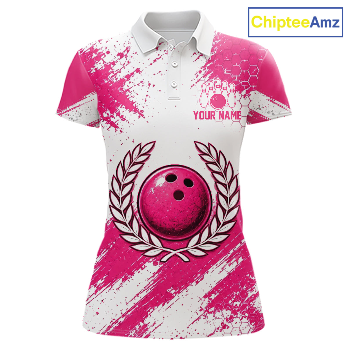 Custom Women Bowling Polo Shirt, Pink Breast Cancer Awareness Bowling Shirt, Personalized Team Jersey NHT1622
