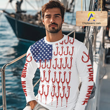 Load image into Gallery viewer, American Flag &amp; Hook UV Protection Fishing Shirt – Fishing Jersey For Anglers NHT390