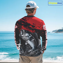 Load image into Gallery viewer, Custom Bass Fishing Jersey, Black And Red Bass Long Sleeve Tournament Fishing Shirts NHT492