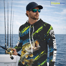 Load image into Gallery viewer, Personalized Bass Fishing Sport Jerseys For Men, Bass Fishing Shirt Long Sleeve Hooded NHT494