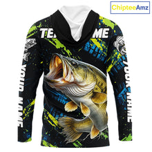 Load image into Gallery viewer, Personalized Bass Fishing Sport Jerseys For Men, Bass Fishing Shirt Long Sleeve Hooded NHT494