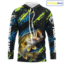 Load image into Gallery viewer, Personalized Bass Fishing Sport Jerseys For Men, Bass Fishing Shirt Long Sleeve Hooded NHT494