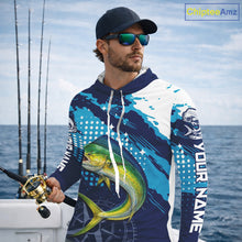 Load image into Gallery viewer, Custom Mahi Mahi Long Sleeve Hooded Fishing Shirts For Men, Design Mahi Mahi Fishing Jerseys NHT633