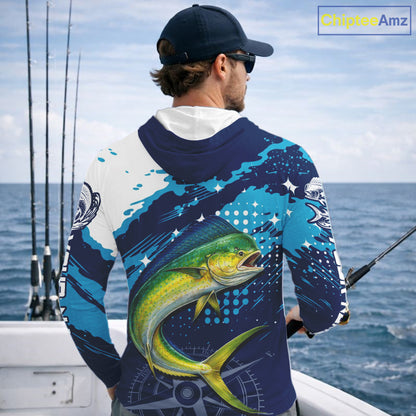 Custom Mahi Mahi Long Sleeve Hooded Fishing Shirts For Men, Design Mahi Mahi Fishing Jerseys NHT633