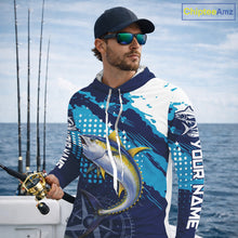 Load image into Gallery viewer, Custom Yellowfin Tuna Hooded Long Sleeve Fishing Shirts For Men, Design Tuna Fishing Jerseys NHT634