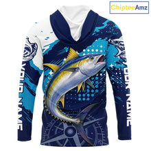 Load image into Gallery viewer, Custom Yellowfin Tuna Hooded Long Sleeve Fishing Shirts For Men, Design Tuna Fishing Jerseys NHT634