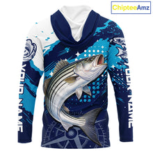 Load image into Gallery viewer, Custom Striped Bass Long Sleeve Hooded Fishing Shirts For Men, Design Striped Bass Fishing Jerseys NHT635