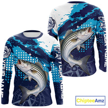 Load image into Gallery viewer, Custom Striped Bass Long Sleeve Fishing Shirts For Men, Design Striped Bass Fishing Jerseys NHT635