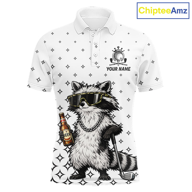 Funny Raccoon Golf Polo Shirt Custom Team Name Personalized Golf Team Polo Gift For Men