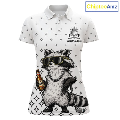 Funny Raccoon Golf Polo Shirt Custom Team Name Personalized Golf Team Polo Gift For Womens