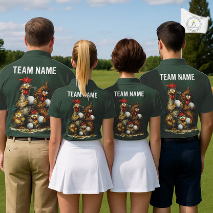 Funny Chicken Womens Golf Polo Shirt Custom Team Name Personalized Golfer Polo Funny Rooster Golf NHT1001