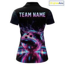 Load image into Gallery viewer, Black polo shirt with colorful design and 'TEAM NAME' text on the back, brand 'ChipteeAmz' visible.