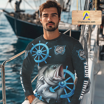 Personalized Striped Bass Fishing Jerseys, Bass Performance Fishing Shirt Custom Name NHT501