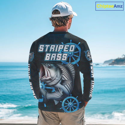 Personalized Striped Bass Fishing Jerseys, Bass Performance Fishing Shirt Custom Name NHT501