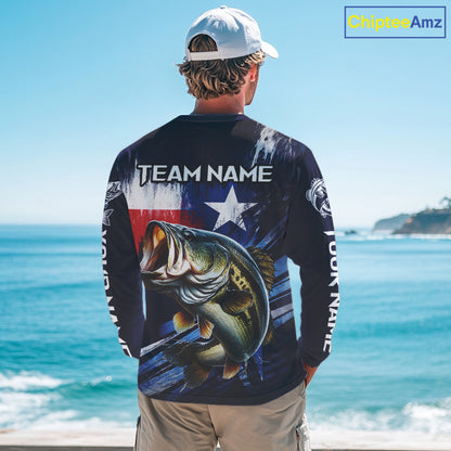 Personalized Bass Long Sleeve Performance Fishing Shirts, Bass Custom Texas Fishing Jersey  NHT502
