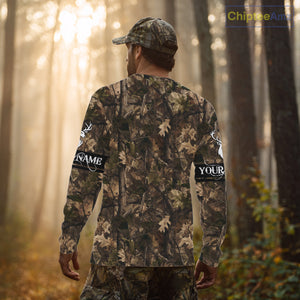 Deer Hunting Full Forest Camo 3D Printing Custom Name Shirts, Whitetail Deer Hunting Shirts NHT189