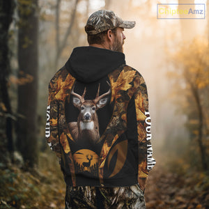 Deer Hunting Black With Camo Autumn - Personalized All Over Print Deer Hunting Clothes NHT190