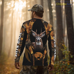Deer Hunting Black With Camo Autumn - Personalized All Over Print Deer Hunting Clothes NHT190