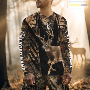Whitetail Deer Jumping 3D All Over Print Shirts, Personalized Hunting Gifts For Deer Hunters NHT194