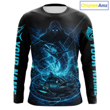 Load image into Gallery viewer, Personalized Marlin Fishing Shirt Long Sleeve For Men, Marlin Action Angler Shirt NHT436