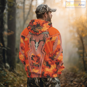 Deer Hunting Shirt Orange Camo 3D All Over Print Buck Head Custom Name Hunting Clothes NHT87