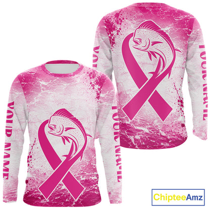 Pink Mahi Mahi Fishing Shirt Long Sleeve, Breast Cancer Awareness Fishing Shirt, Fisher Gift NHT1470