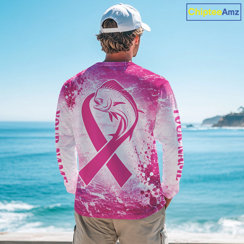 Pink Mahi Mahi Fishing Shirt Long Sleeve, Breast Cancer Awareness Fishing Shirt, Fisher Gift NHT1470