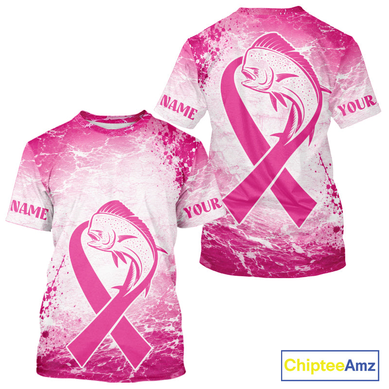 Pink Mahi Mahi Fishing Shirt Short Sleeve, Breast Cancer Awareness Fishing Shirt, Fisher Gift NHT1470