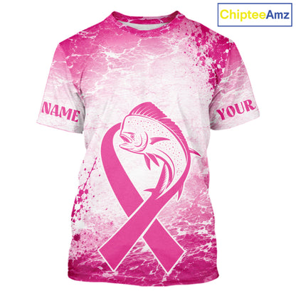 Pink Mahi Mahi Fishing Shirt Short Sleeve, Breast Cancer Awareness Fishing Shirt, Fisher Gift NHT1470