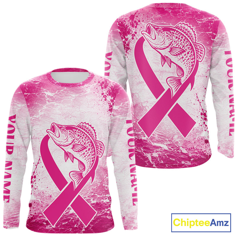 Pink Crappie Fishing Shirt Long Sleeve, Breast Cancer Awareness Fishing Shirt, Crappie Fisher Gift NHT1472