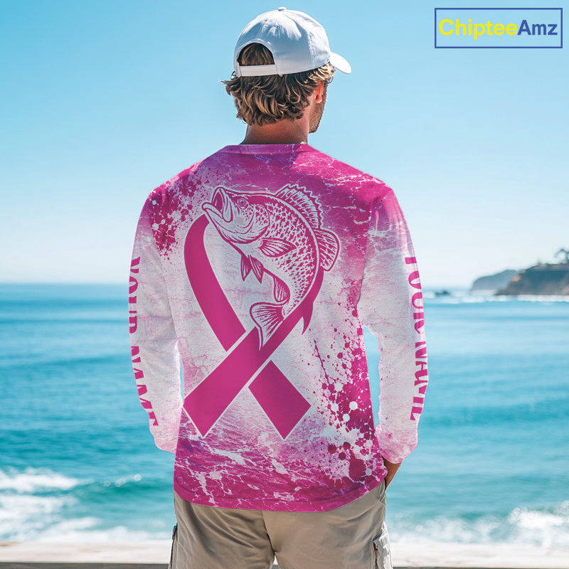 Pink Crappie Fishing Shirt Long Sleeve, Breast Cancer Awareness Fishing Shirt, Crappie Fisher Gift NHT1472