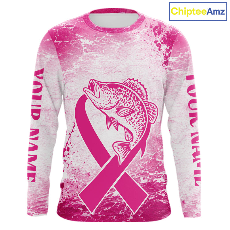 Pink Crappie Fishing Shirt Long Sleeve, Breast Cancer Awareness Fishing Shirt, Crappie Fisher Gift NHT1472